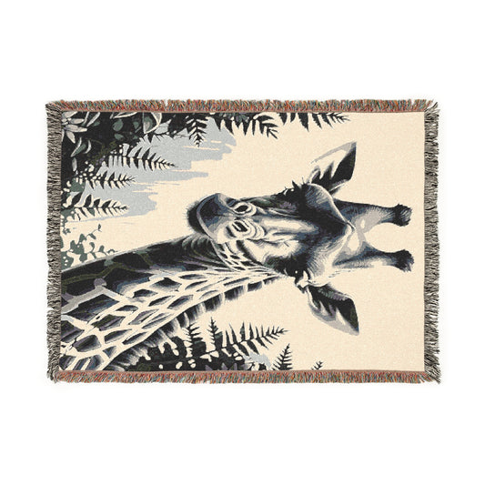 Giraffe Illustration Tapestry Woven Blanket