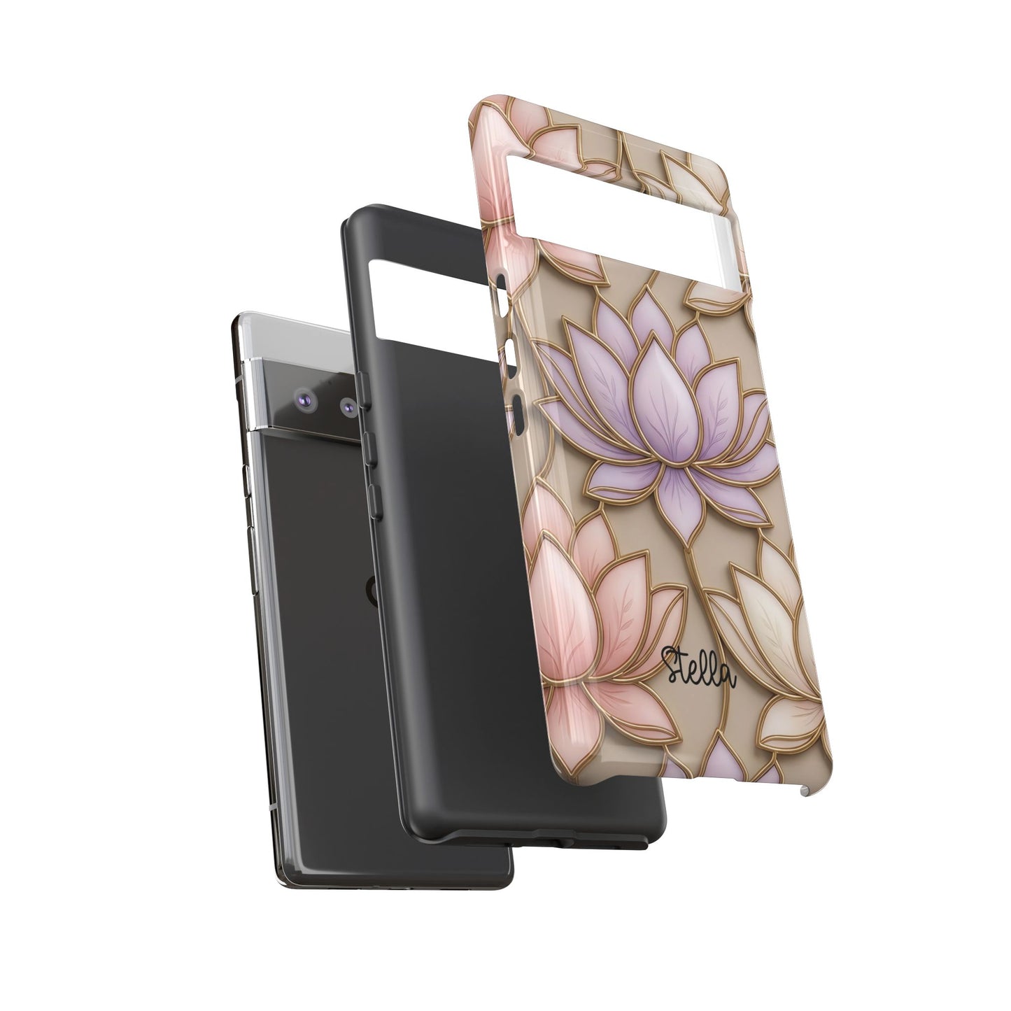 Personalized Lotus Floral Stained Glass Effect Tough Phone Case