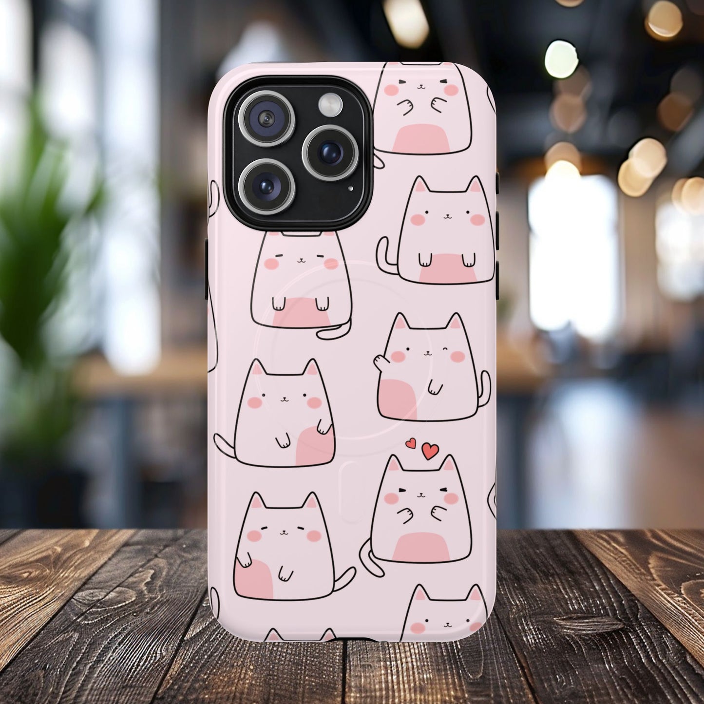 Cute Cat Magnetic iPhone Case, Tough iPhone Cover, Cat Lover Gift, Kawaii Style Case, Pet-Themed Gift