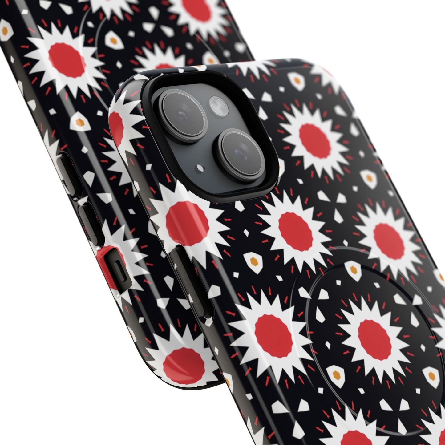 Crimson Spark Radiance Bold Floral Magnetic iPhone Cases, Stylish Tough Cases, Unique iPhone Accessories, Perfect Gift for Her, Trendy Tech Gear.