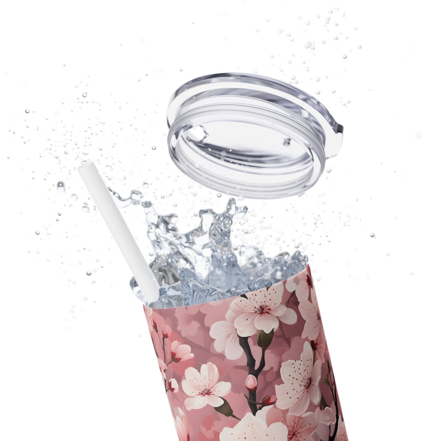 Cherry Blossom Skinny Tumbler with Straw - 20oz Floral Drinkware