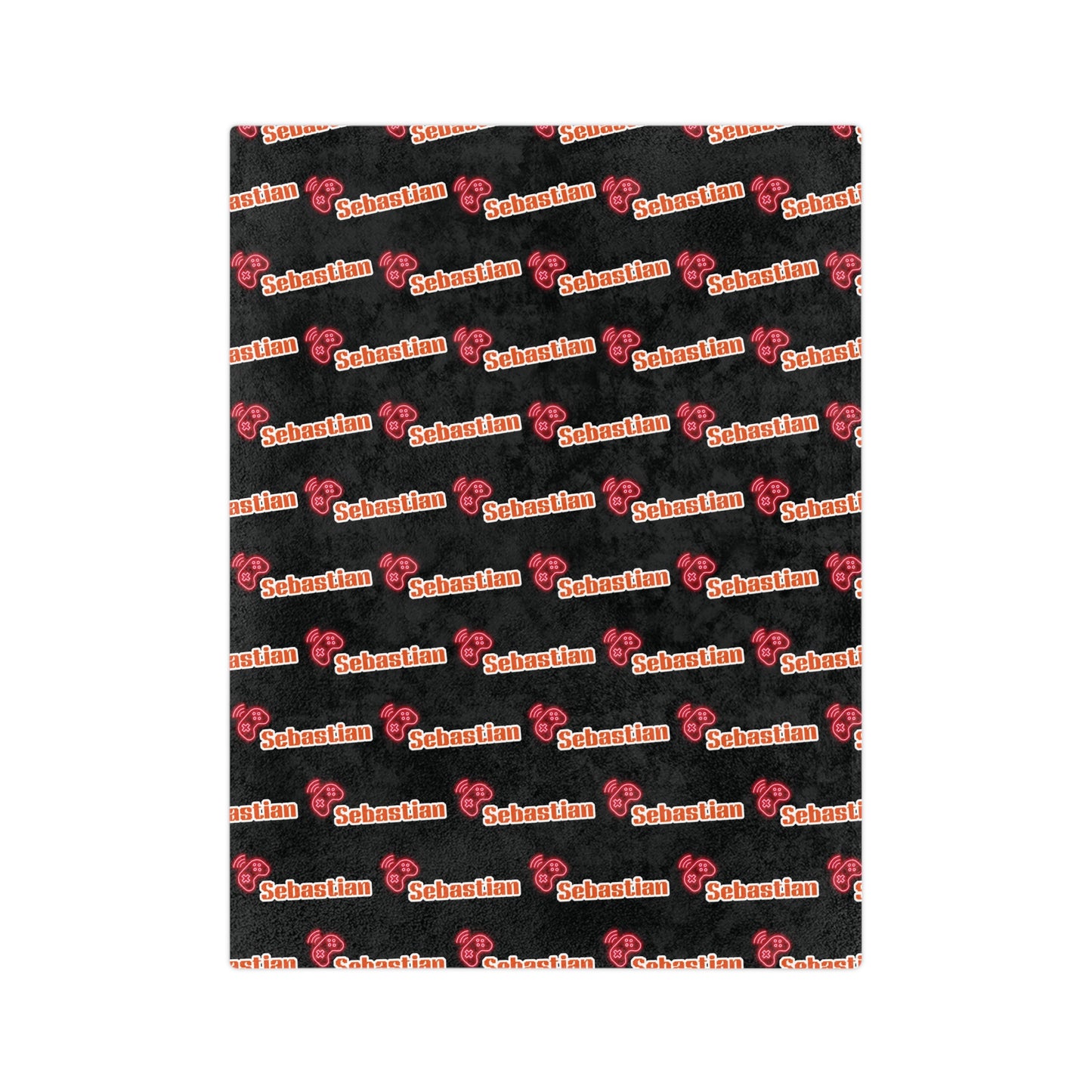 Personalized Name Velveteen Microfiber Blanket — Black Patterned ‘Smile’ Script Cozy Throw