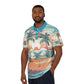 Sunset Paradise Polo Shirt, Vacation Wear, Beach Shirt, Summer Style, Gift for Him, Casual Fashion, Everyday Comfort