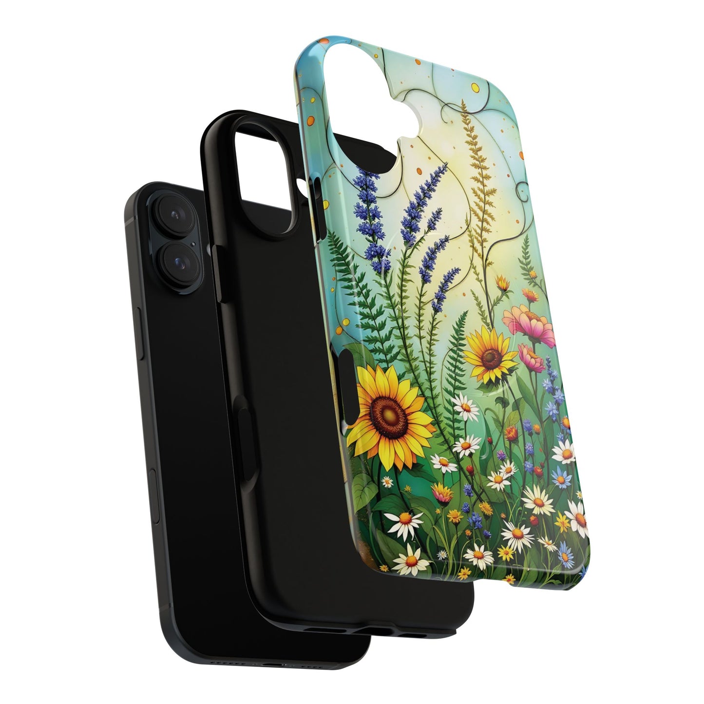 Floral Stained Harmony Glass Tough Magnetic Phone Case | Nature Inspired Design | Durable Protection | Gift for Nature Lovers | Spring Vibe