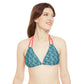 Blue Tropical Bliss Strappy Triangle Bikini Top (AOP)- (PY)