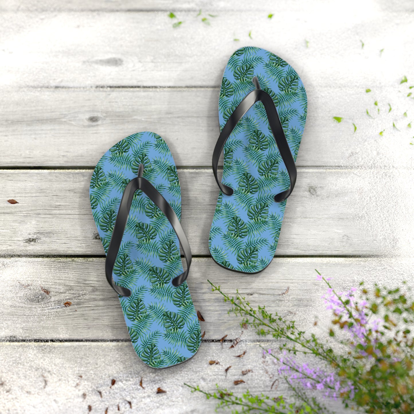 Blue Tropical Bliss Flip Flops