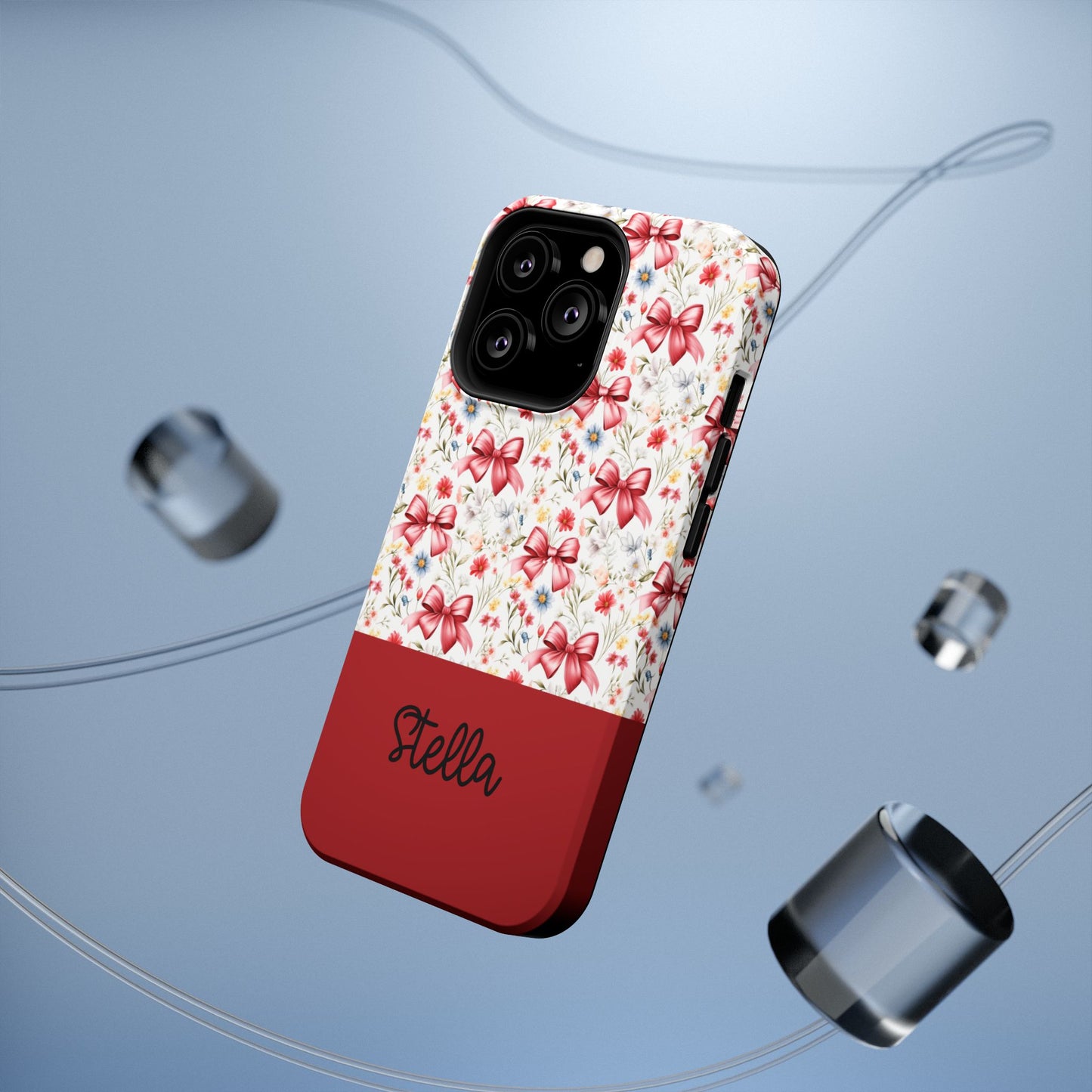 Personalized Rosette Coquette Floral Bow iPhone and Samsung Impact-Resistant Case — Custom Name Case