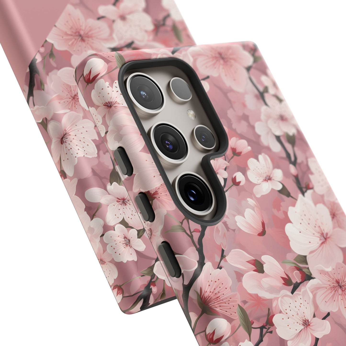 Personalized Cherry Blossom Tough Phone Case — Pink Floral Protective Case for Samsung & Google