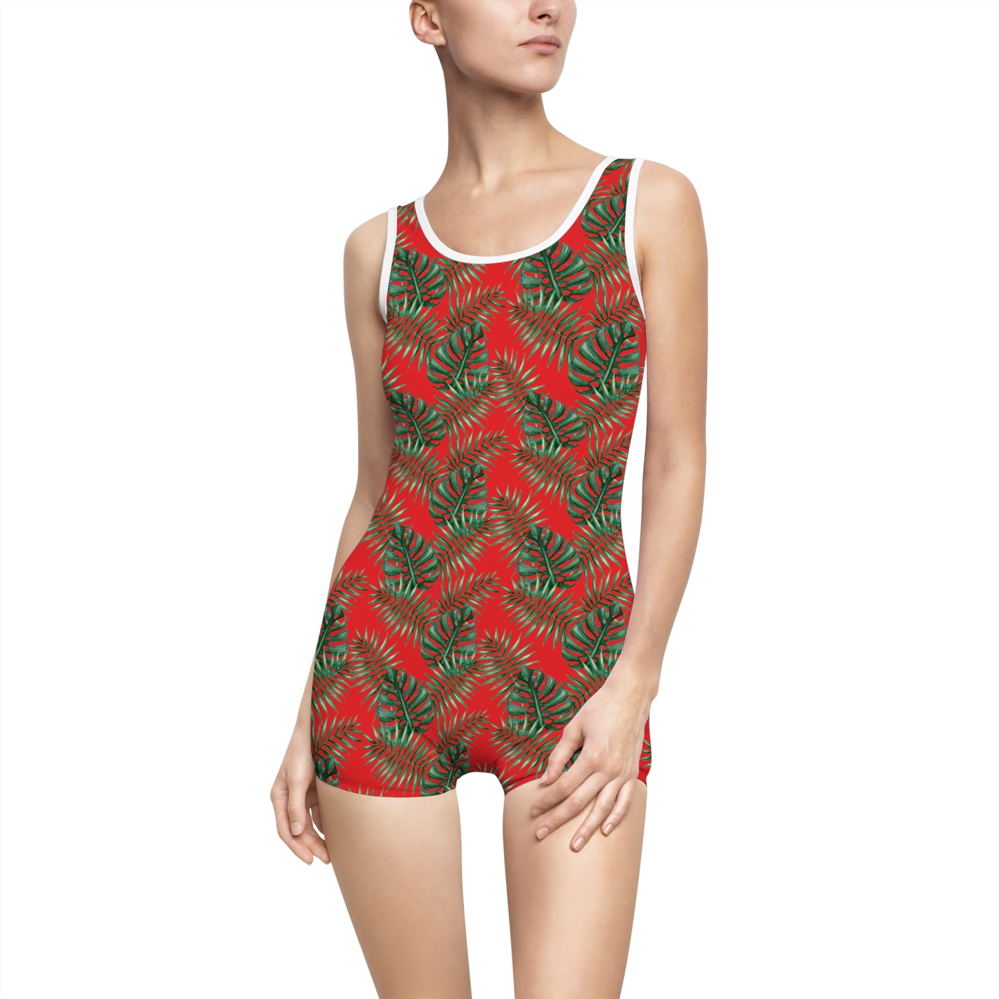 Red Tropical Bliss Women's Vintage Swimsuit (AOP)