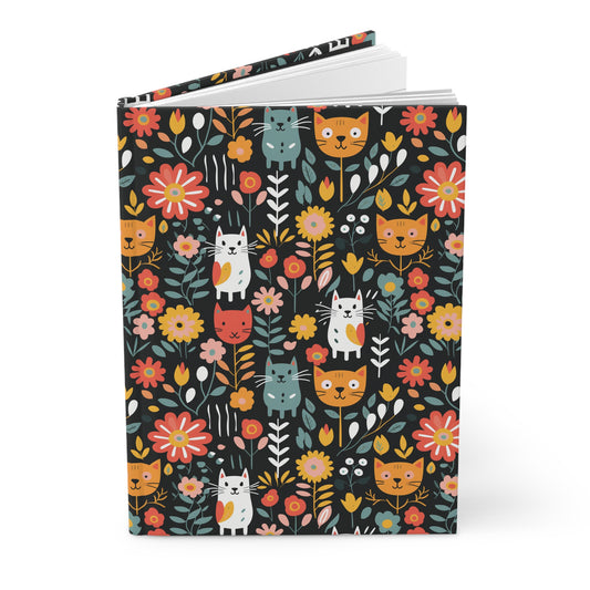 Whimsical Feline Garden Hardcover Journal