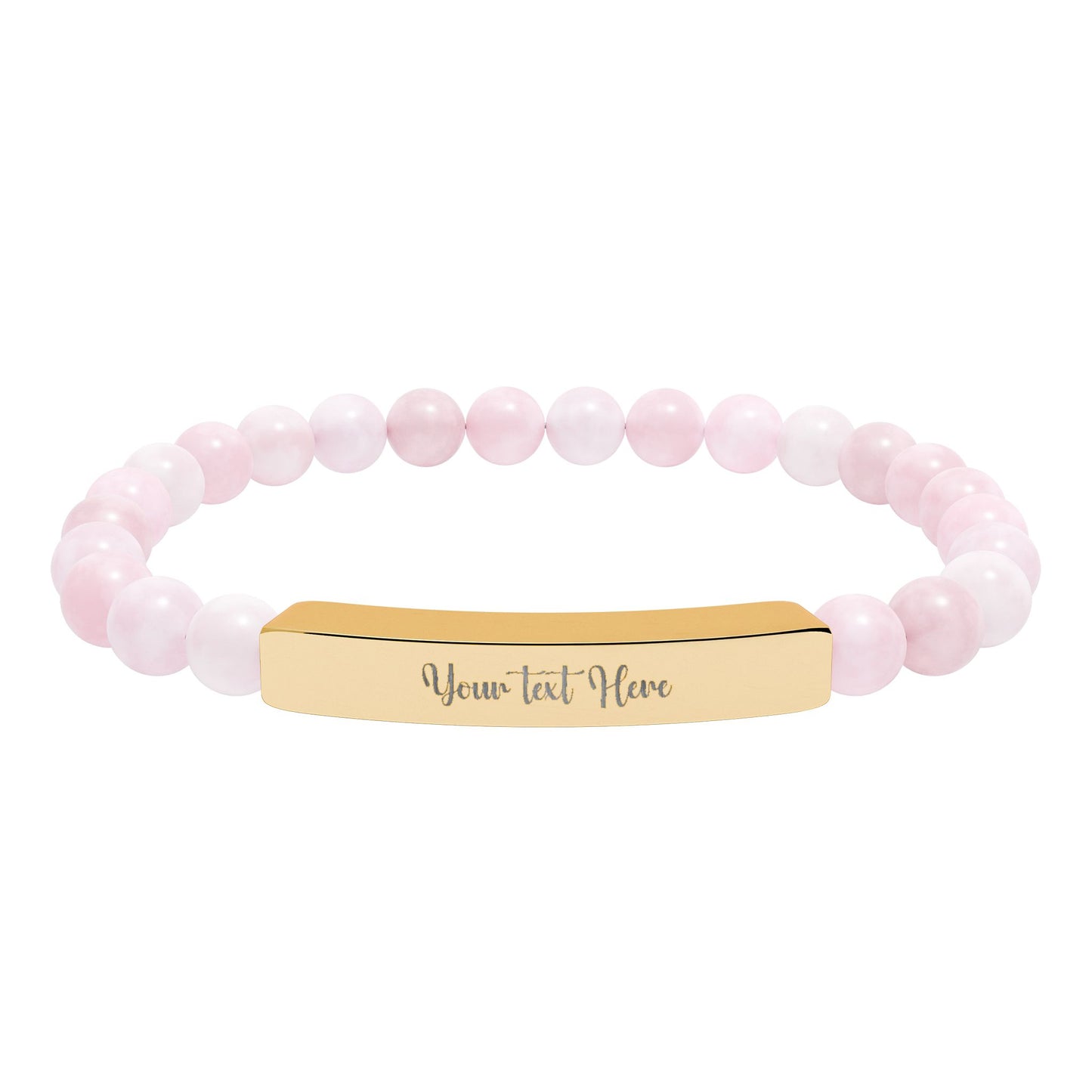 Engravable Natural Stone Stretch Bar Bracelet — Personalized Beaded Wristband