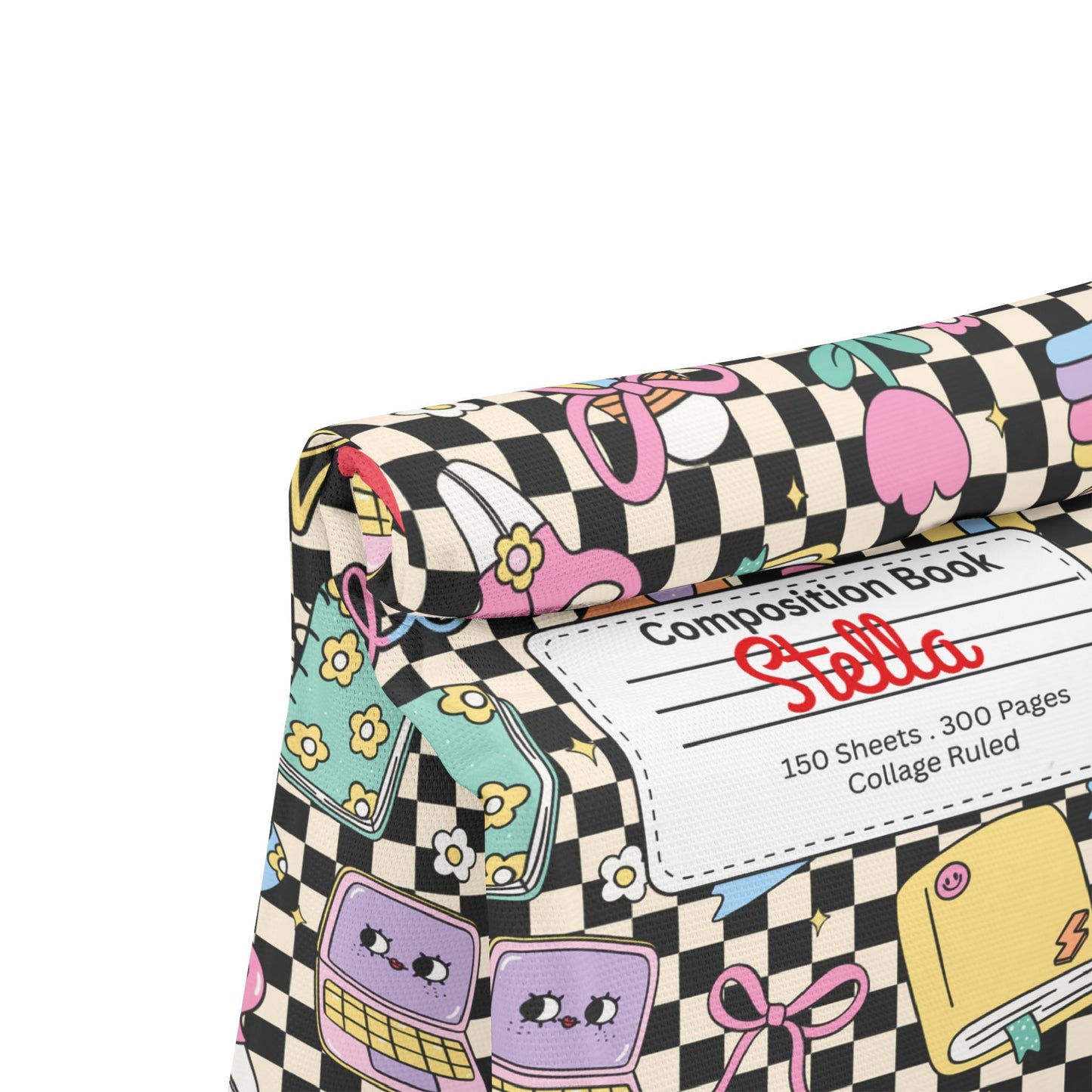 Custom Black Doodle Daydream Composition Book Inspired Stylish Polyester Lunch Box for Kids - Perfect for School, Picnics, or Snacks | Personalized ABC Design, Back to School, Family [...]
