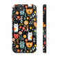 Whimsical Feline Garden iPhone and Samsung Tough Phone Cases