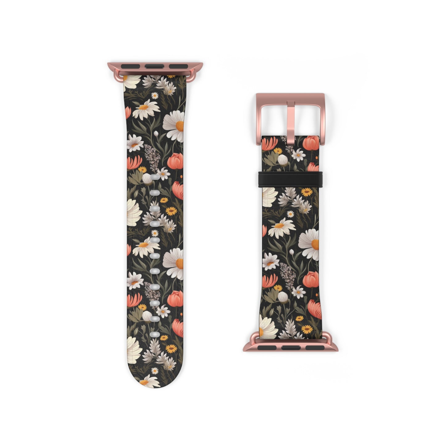 Blossom Elegance: Noir Garden Floral Watch Band - Stylish Floral Design for Smartwatches