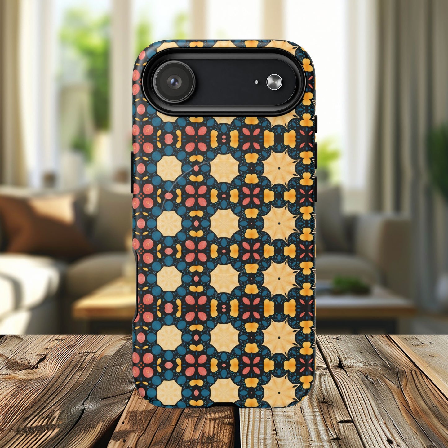 Celestial Spice Tiling Colorful Tough Magnetic iPhone Case, Unique iPhone Cover, Artistic Mobile Shell, Durable Design Accessory, Trendy Gift Idea, MagSafe® iPhone Case.