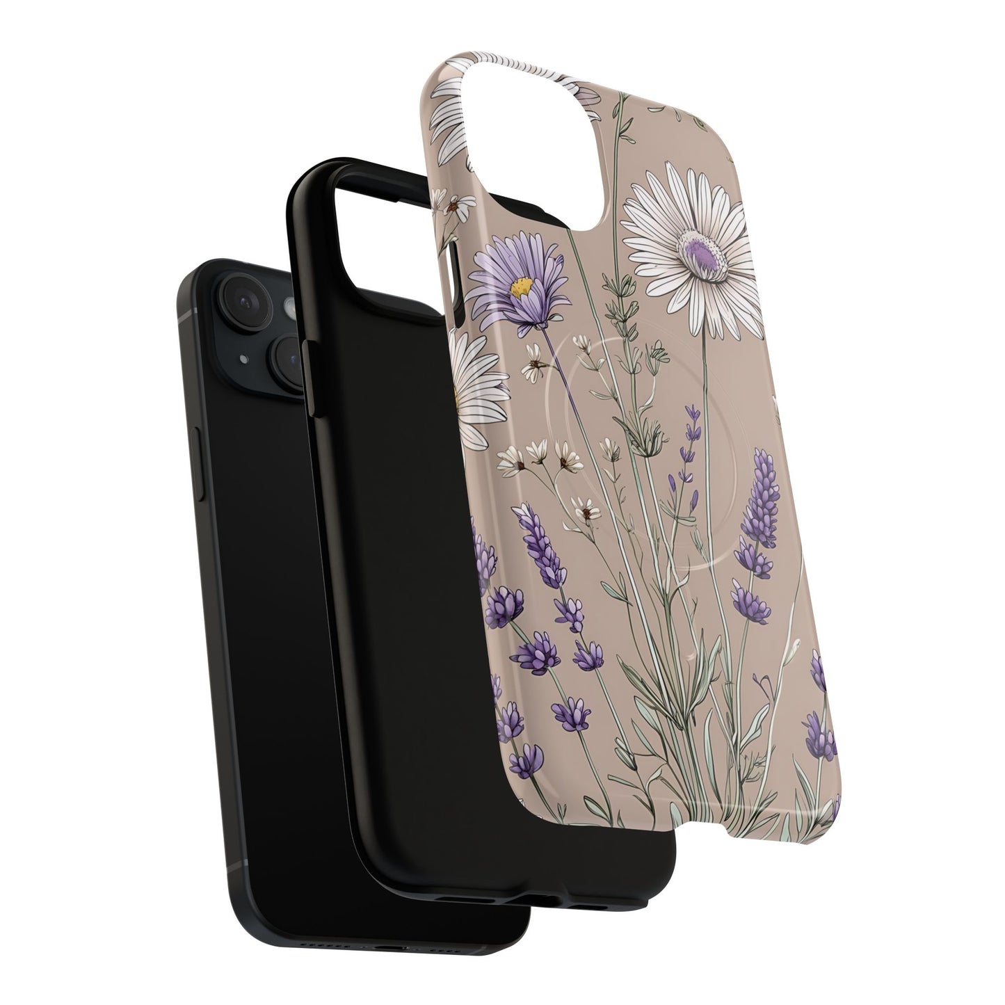 Lavender Floral Tough Magnetic Phone Case | Durable Protective Cover, Flower Design, Gifts for Her, Phone Accessories, Nature Lover