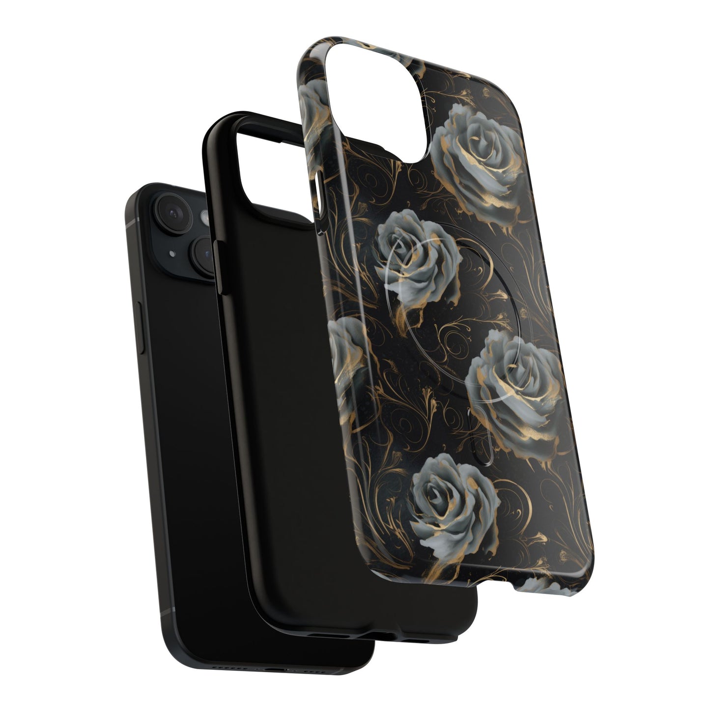 Midnight Bloom Tough iPhone Magnetic Cases,  iPhone 14, iPhone 15, iPhone 16, Pro, Pro Max, Plus MagSafe Case, Protective Tech Accessories, Gift for Her, Floral Design