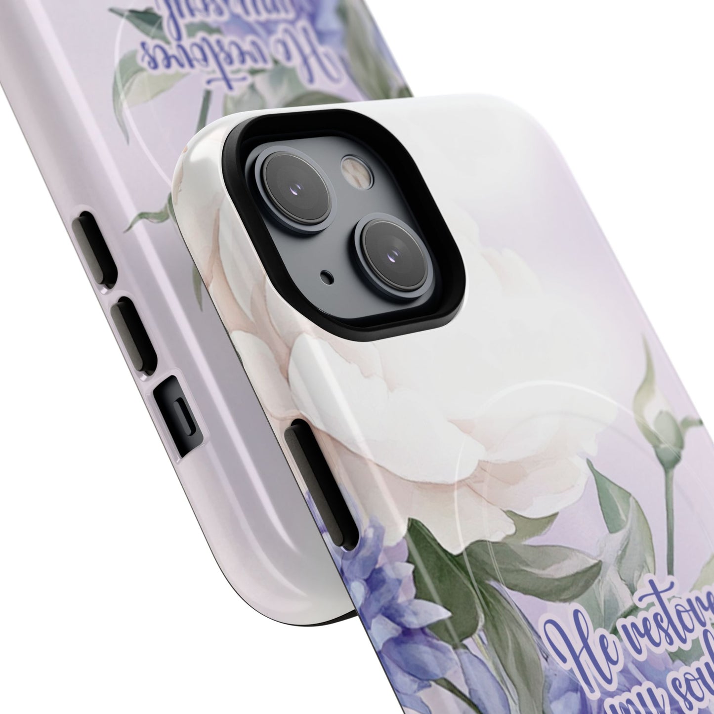 He Restores My Soul Tough iPhone Magnetic Cases, Christian Gift, MagSafe® iPhone® Tough Case, iPhone 13, 14, iPhone 15, iPhone 16, 17, Pro, Pro Max, Plus