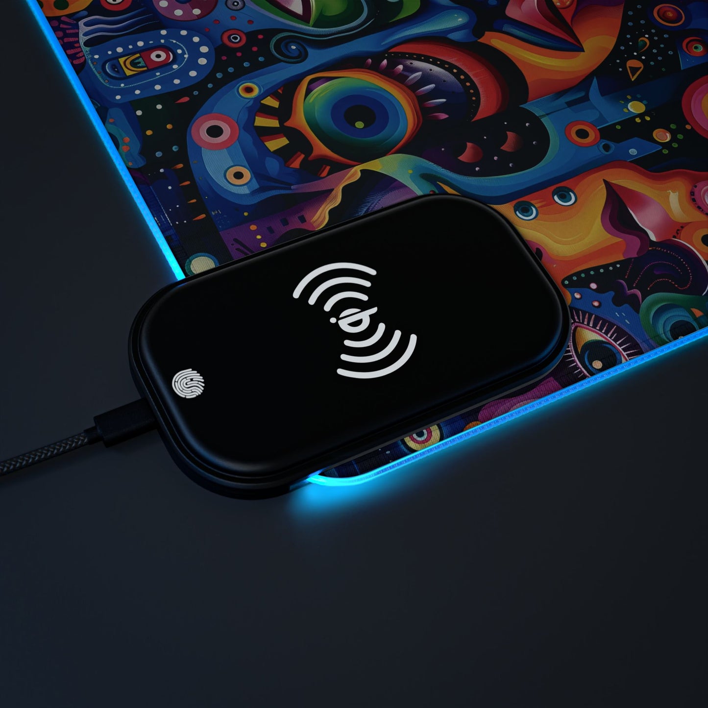 Psychedelic Visions LED Gaming Mouse Pad, Wireless Charging