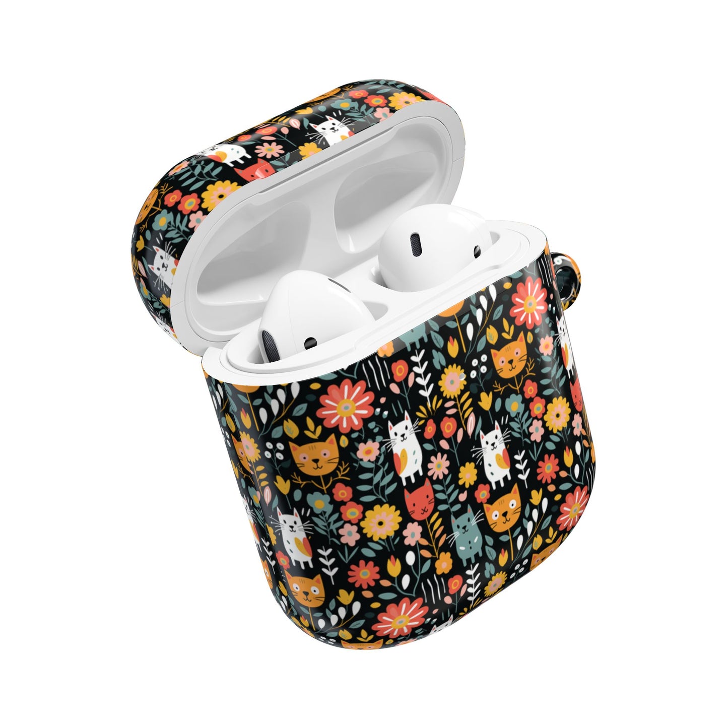 Whimsical Feline Garden AirPod Cases (AOP) - Fun & Colorful Accessories for Pet Lovers.