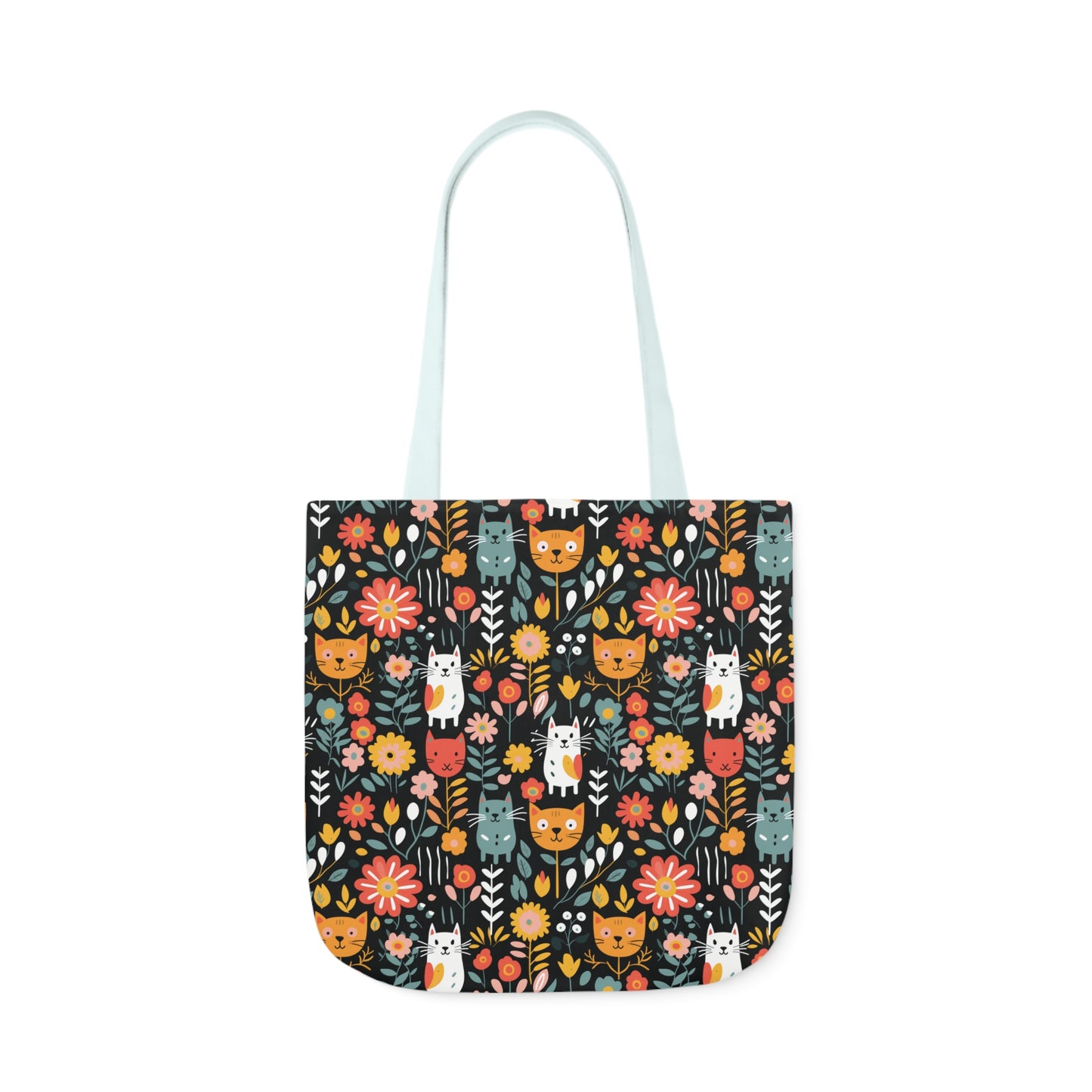 Whimsical Feline Garden Canvas Tote Bag