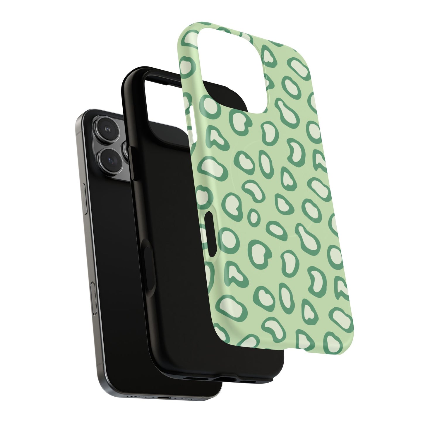 Chic Leopard Print iPhone Cases | Tough Magnetic Cases, iPhone Protection, Animal Print, Stylish Tech Accessories, Green iPhone Case