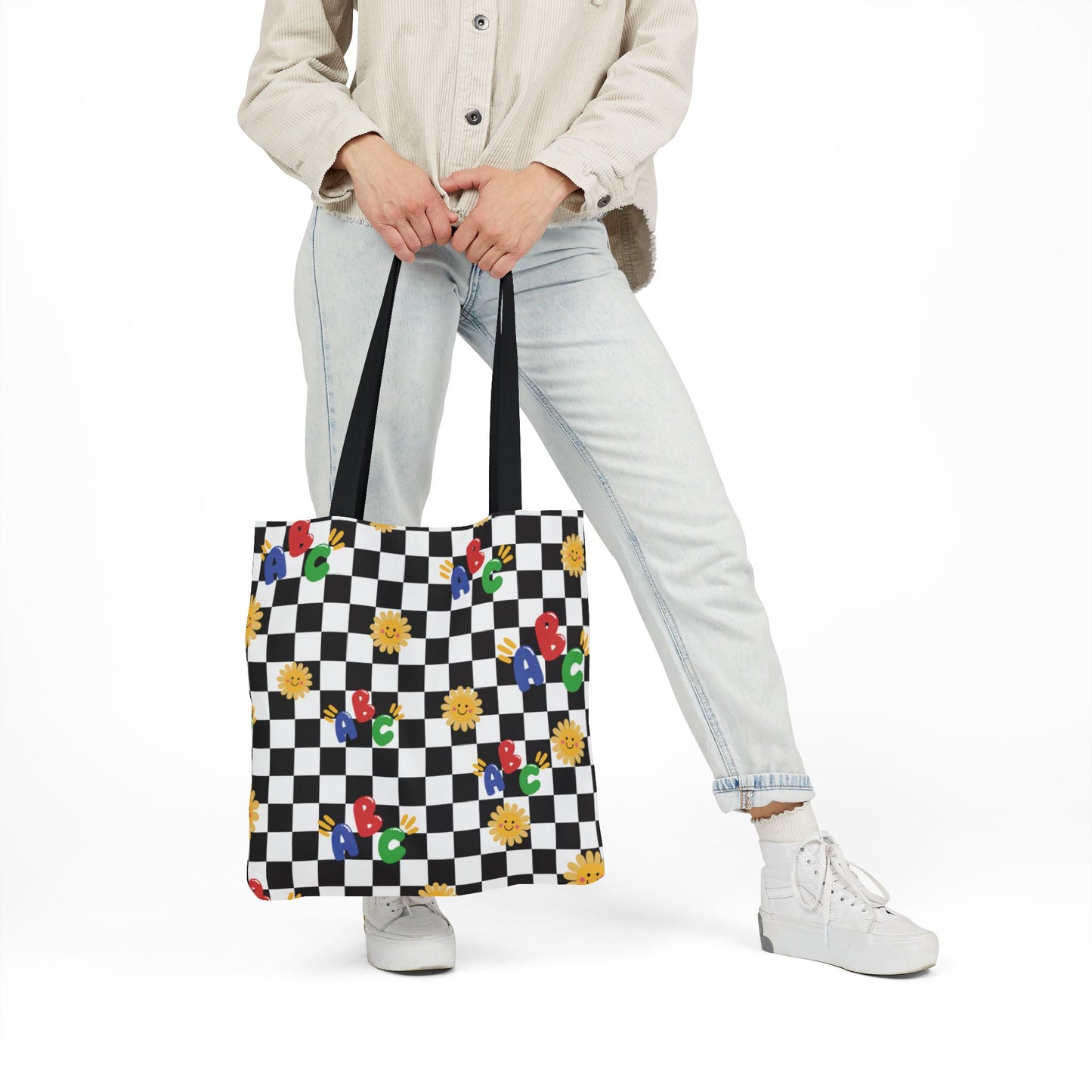 Personalized Schoolyard Chic Composition Book Inspired Canvas Tote Bag with Colorful Straps, Cute School Bag, Eco-Friendly Tote, Back to School Shopping Bag, Teacher Gift Idea