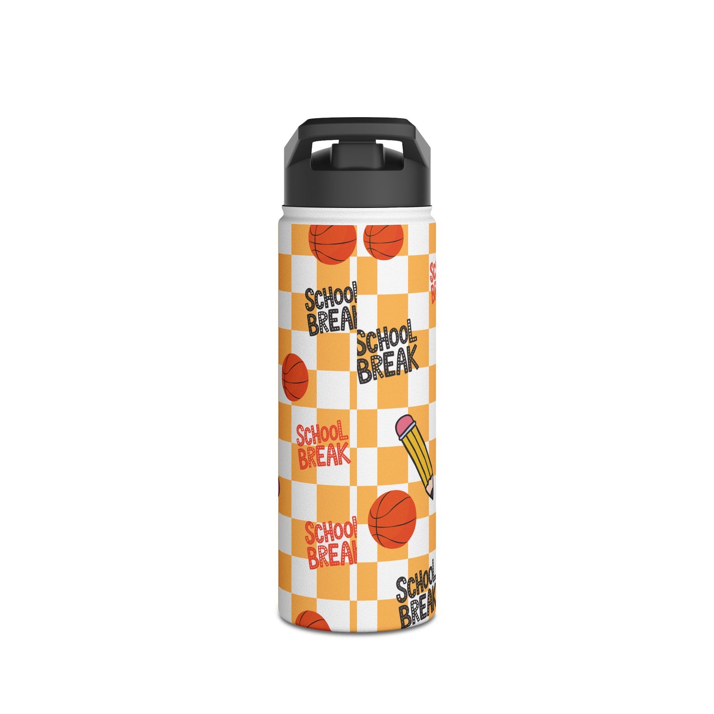 Personalized Orange Chalkboard Chic Inspired Stainless Steel Water Bottle for Kids, School Supplies, Eco-Friendly Drinkware, Back to School, Teacher Gifts