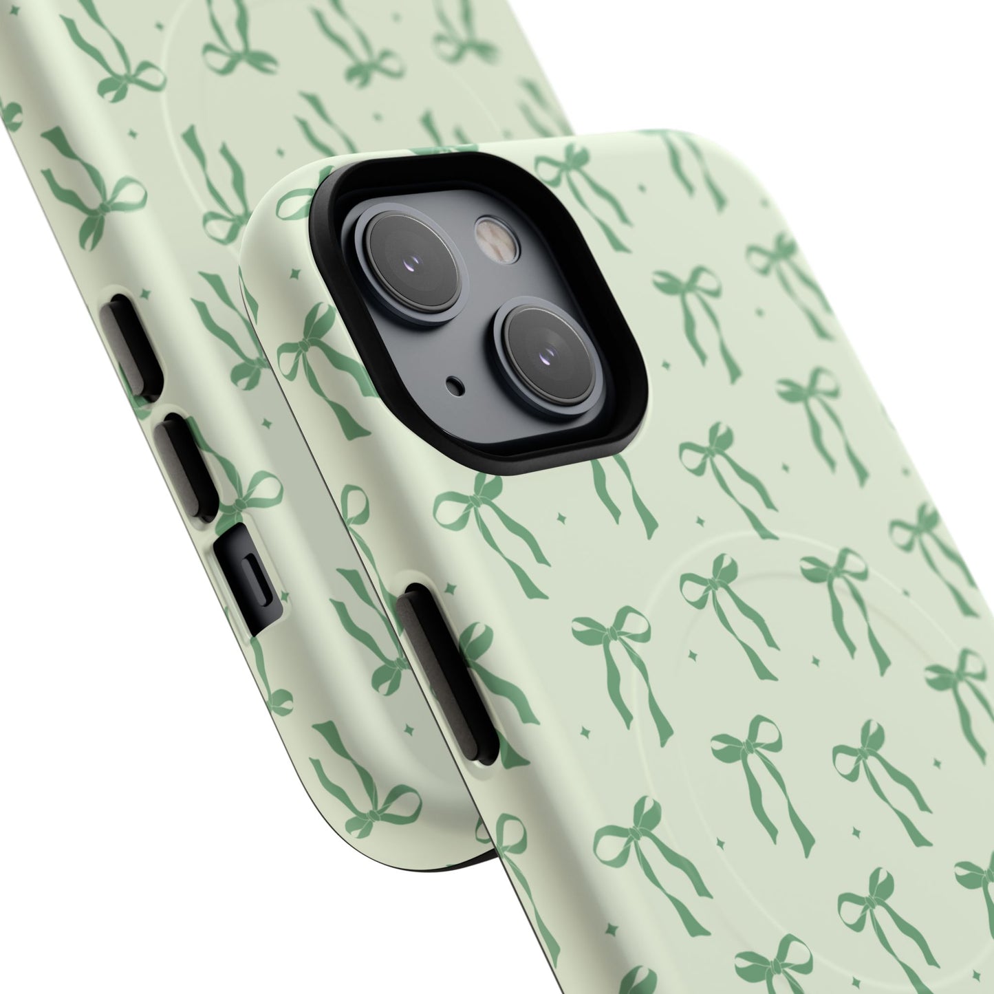 Elegant Ribbon iPhone Case, Stylish Magnetic iPhone Case, Chic iPhone Cover, Green Bow Design, Gift for Her, Everyday Essential, Coquette iPhone Case