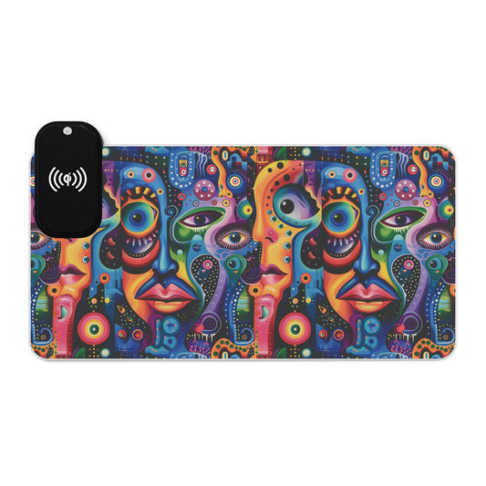 Psychedelic Visions LED Gaming Mouse Pad, Wireless Charging