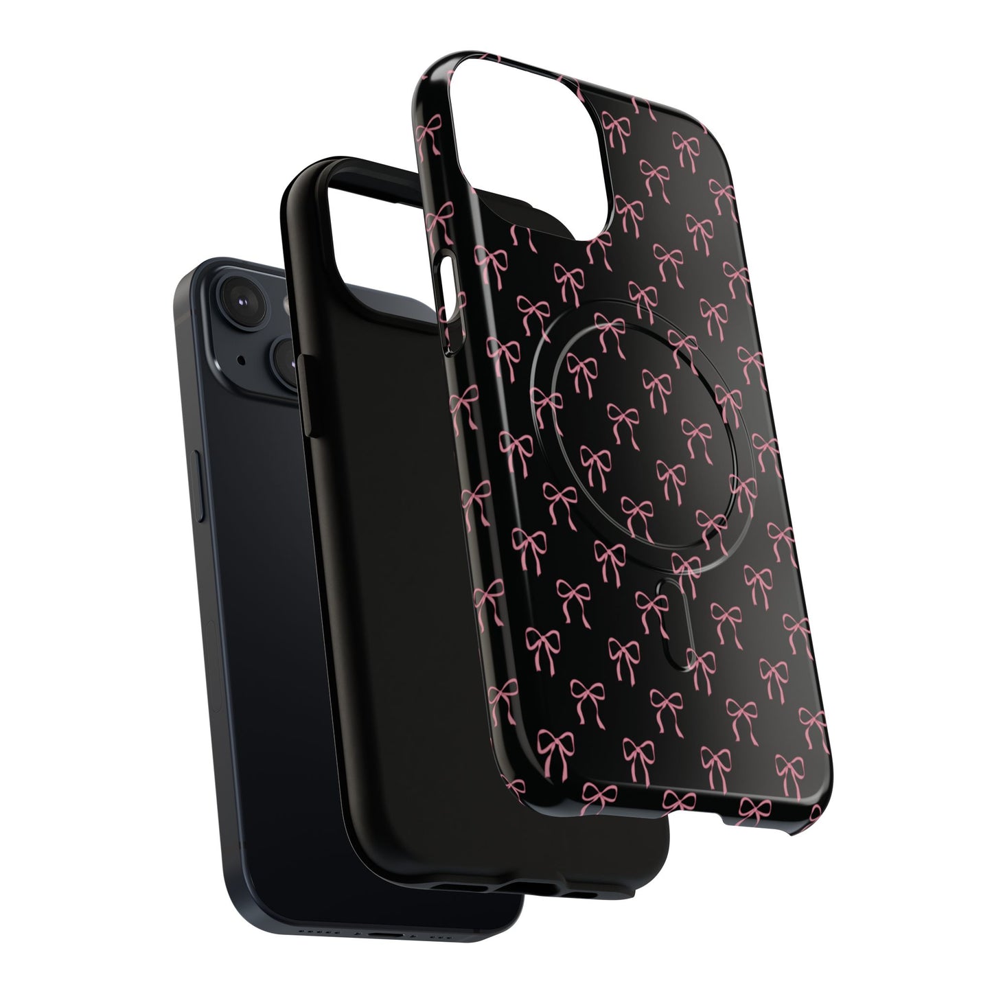 Coquette Chic Bow-Patterned Tough Magnetic iPhone Case, Stylish Gift for Her, Protective iPhone Cover, Trendy Accessory, iPhone Birthday Gift, Fashionable Tech