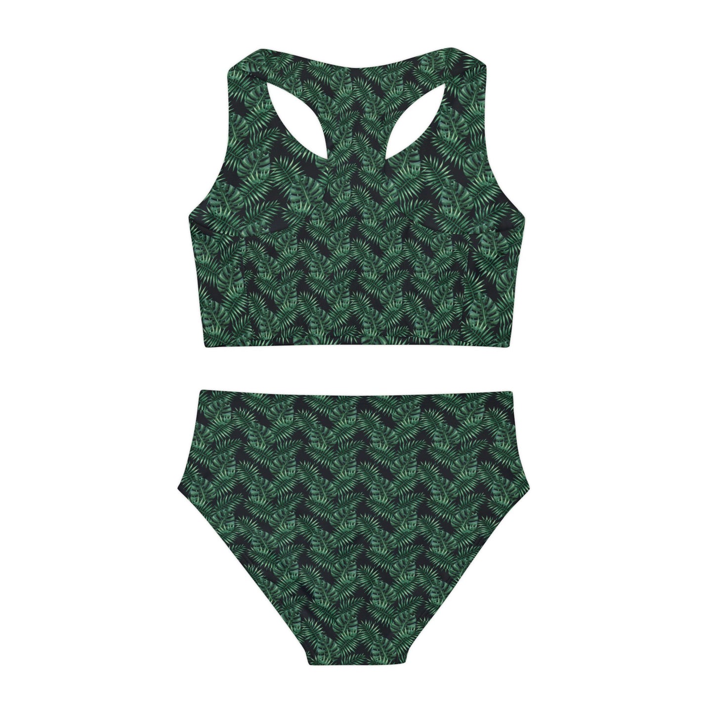 Black Tropical Bliss Girls Two Piece Swimsuit (AOP)- (PY)