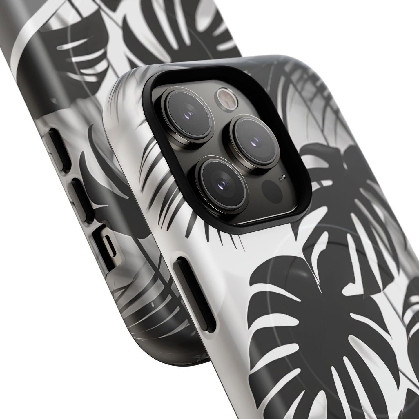 Personalized Monochrome Monstera Tropical Phone Case - Tough Magnetic MagSafe® Cases, Gifts for Nature Lovers, Stylish Phone Accessories, Gifts for Her.
