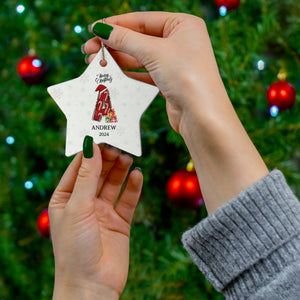 Personalized Initial Candy Cane ''A'' Ceramic Ornament- 4 shapes