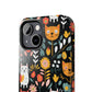 Whimsical Feline Garden iPhone and Samsung Tough Phone Cases,