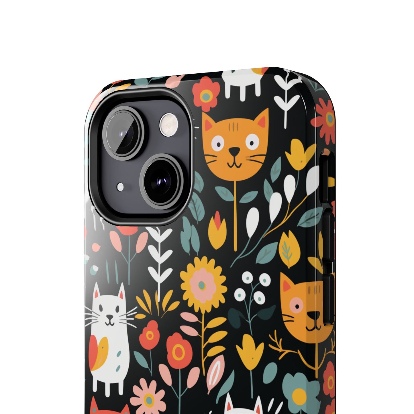 Whimsical Feline Garden iPhone and Samsung Tough Phone Cases,