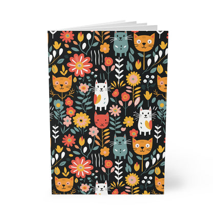 Whimsical Feline Garden Softcover Notebook, A5