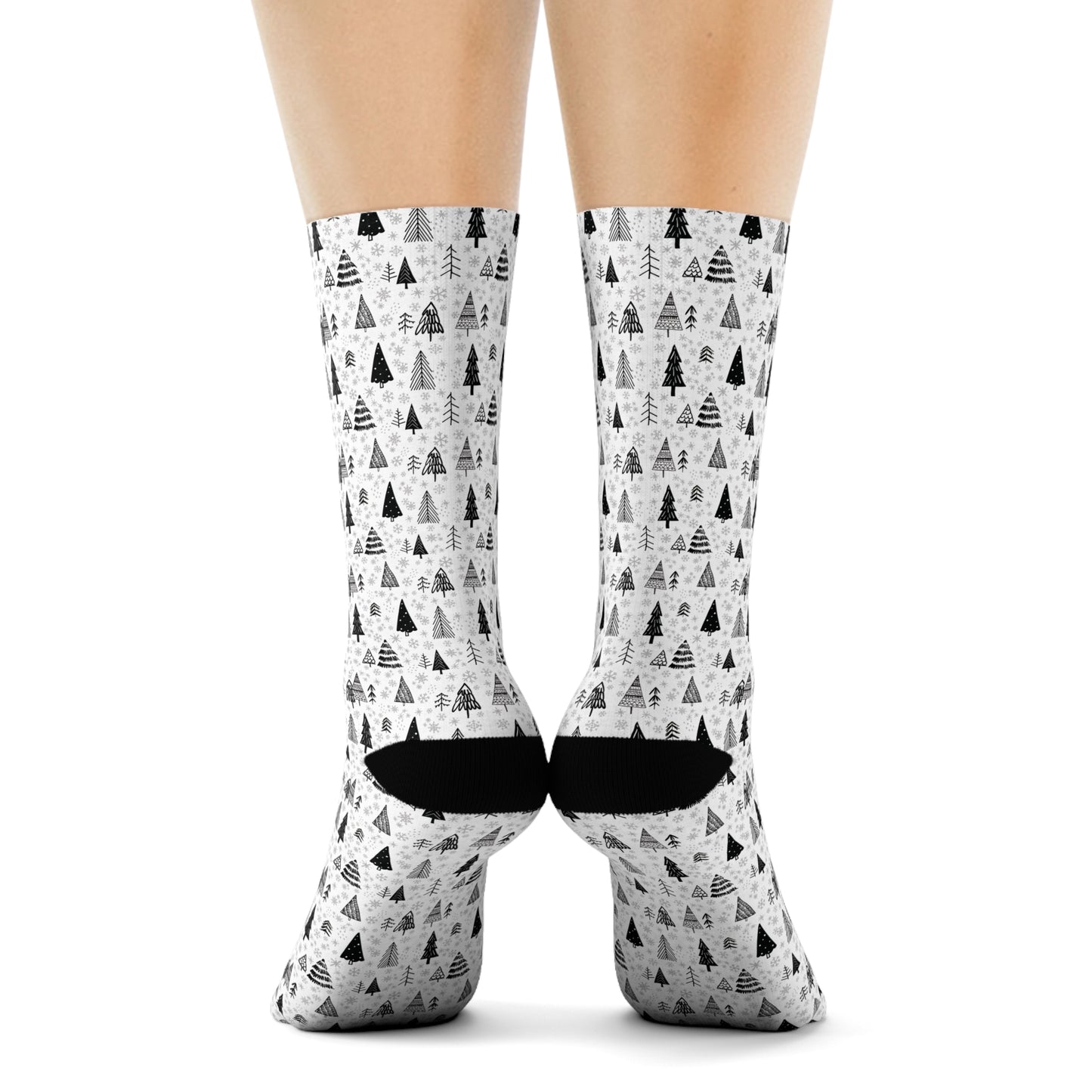 Winter Wonderland Crew Socks - Soft & Elastic Polyester/Spandex Blend - One Size Fits All