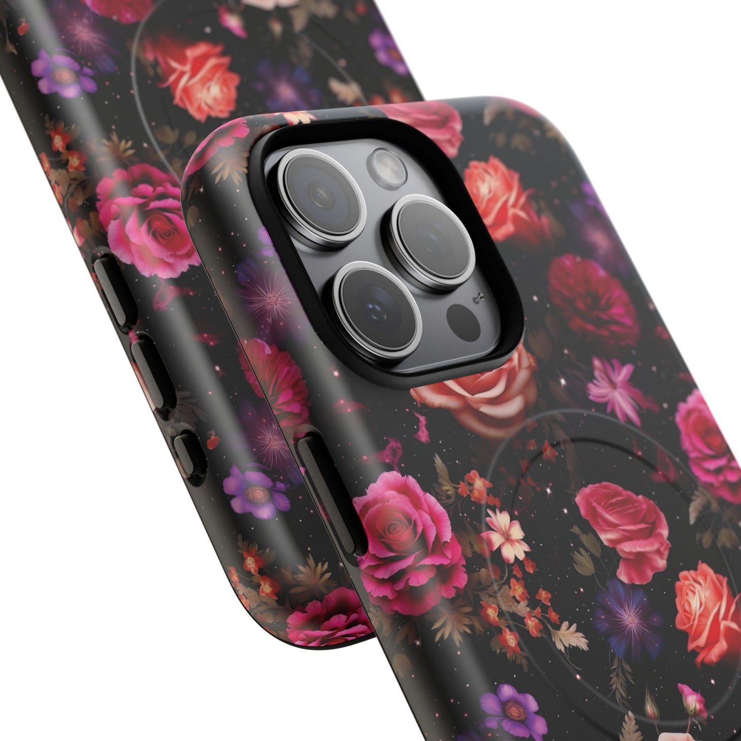 Starry Rose Garden Tough Magnetic Phone Case, Stylish Phone Cover, Gift for Her, Elegant Floral Design, Durable Phone Accessories