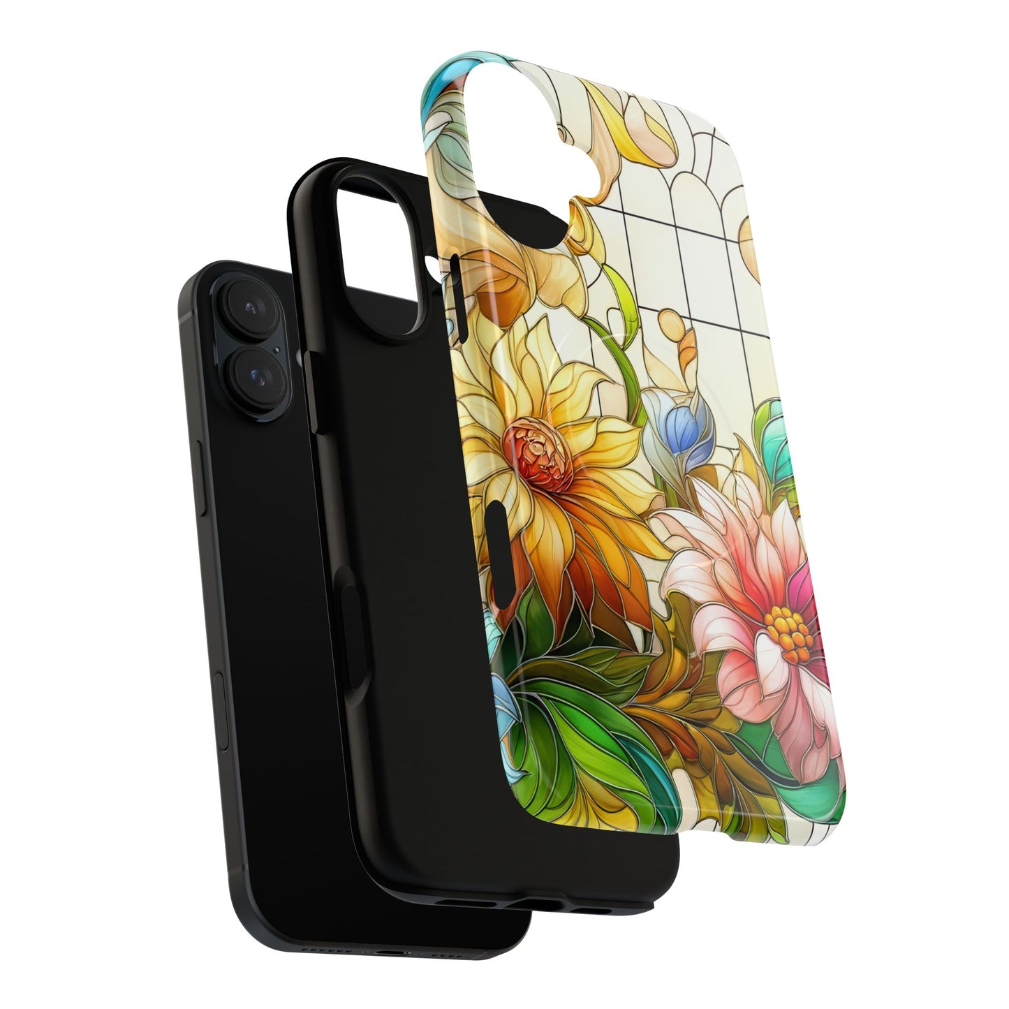 Floral Stained Glass Reverie Tough iPhone Magnetic Case, iPhone Cover, Protective Case, Flower Design, Gift for Her, Nature Lover