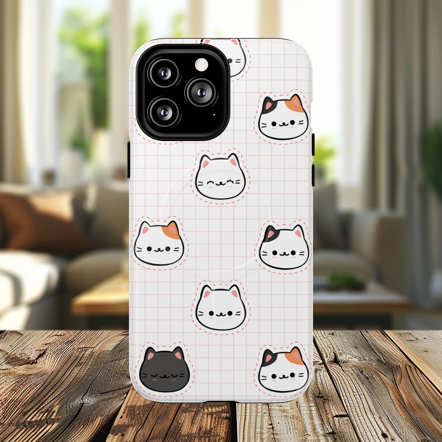 Cute Cat Tough Magnetic Case, iPhone Cover, Cat Lover Gift, Cute Cat Accessories, Pet-Themed iPhone Case