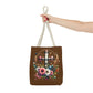 Faith and Floral Cross Heart Tote Bag