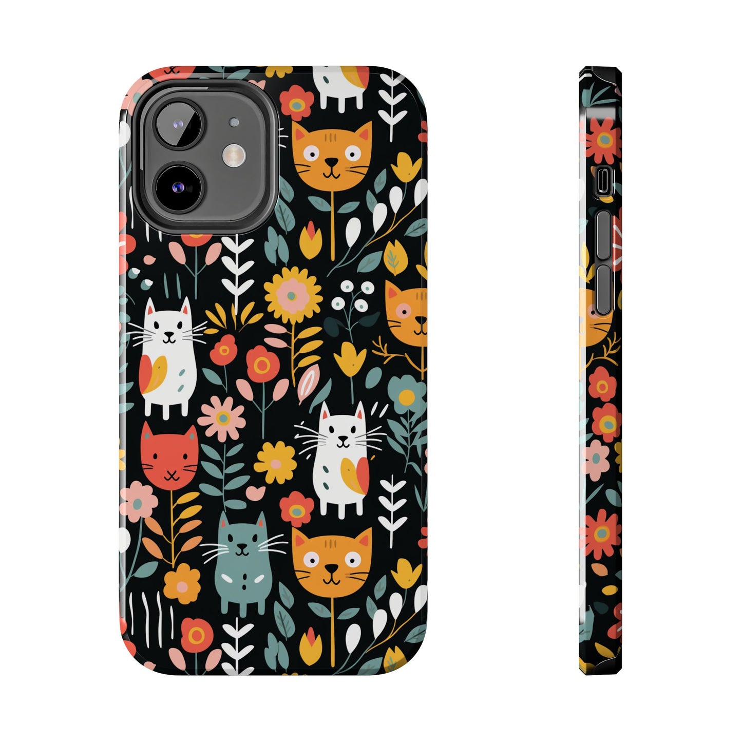 Whimsical Feline Garden iPhone and Samsung Tough Phone Cases,