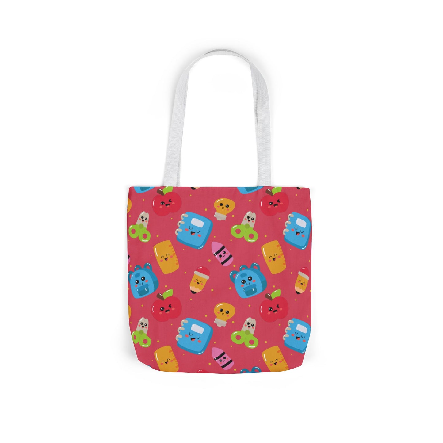 Personalized Kawaii Composition Book Inspired Canvas Tote Bag with Colorful Straps, Cute School Bag, Eco-Friendly Tote, Back to School Shopping Bag, Teacher Gift Idea