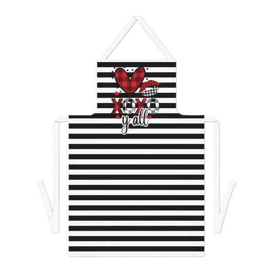 Striped Love You Chef Apron with Loop & Ties