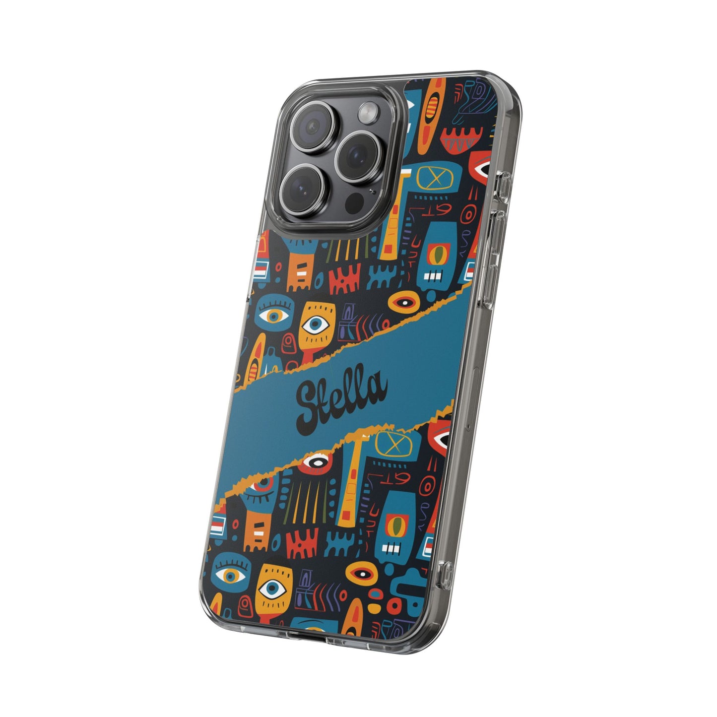 Phone Case — Colorful Abstract Faces Clear Impact-Resistant Case