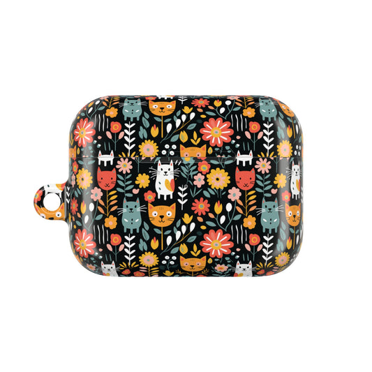 Whimsical Feline Garden AirPod Cases (AOP) - Fun & Colorful Accessories for Pet Lovers.