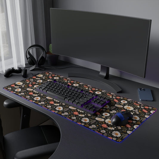 Blossom Elegance: Noir Garden LED Gaming Mouse Pad