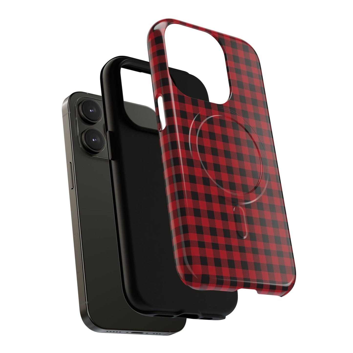 Tough Magnetic Phone Case - Red Plaid, Durable, Stylish Protection for iPhones, Gift for Outdoor Lovers, Unique Phone Cover