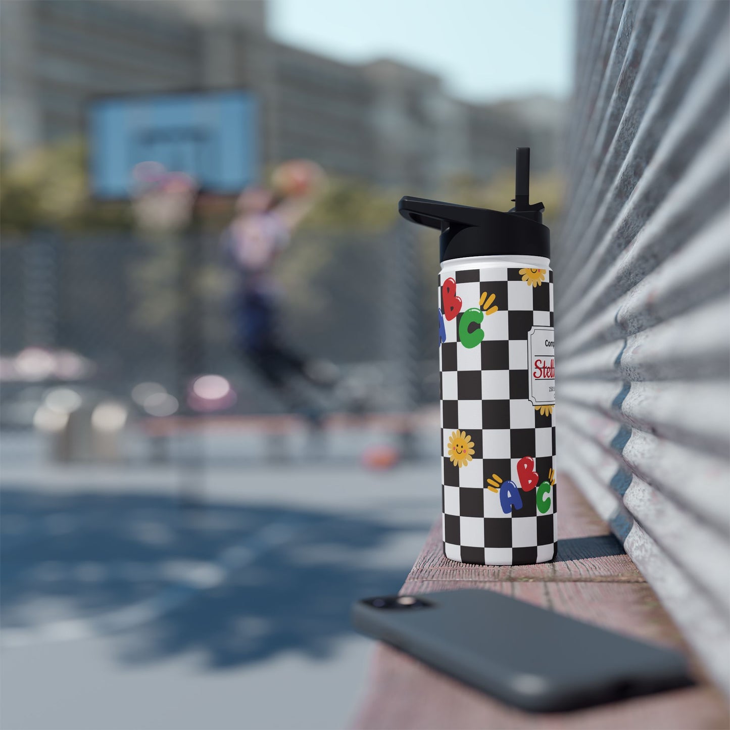 Personalized Black Chalkboard Chic Inspired Stainless Steel Water Bottle for Kids, School Supplies, Eco-Friendly Drinkware, Back to School, Teacher Gifts